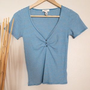 FOREVER XXI V-neck Striped Top